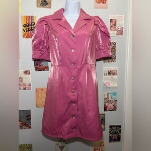 Chic Pink Button-Down Mini Dress